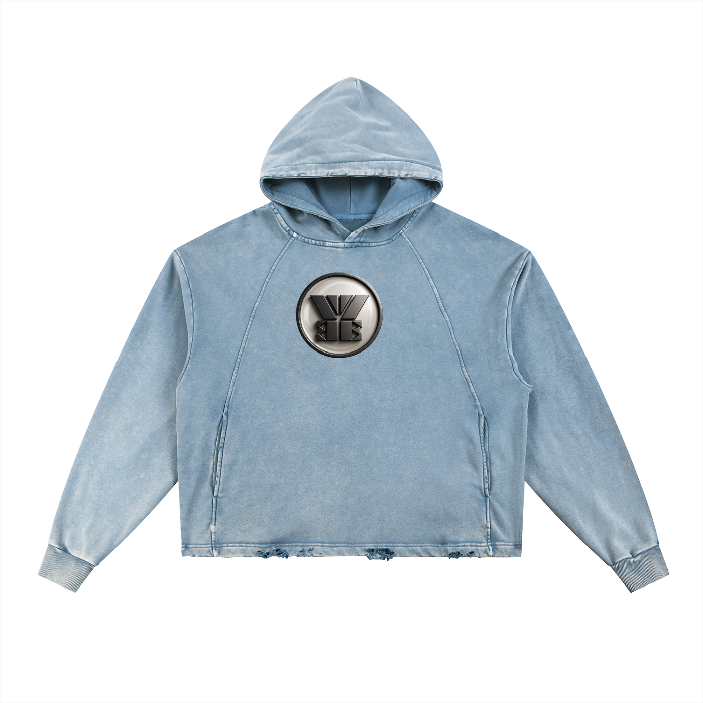  Frayed-Hem Hoodie,Vintage Washed