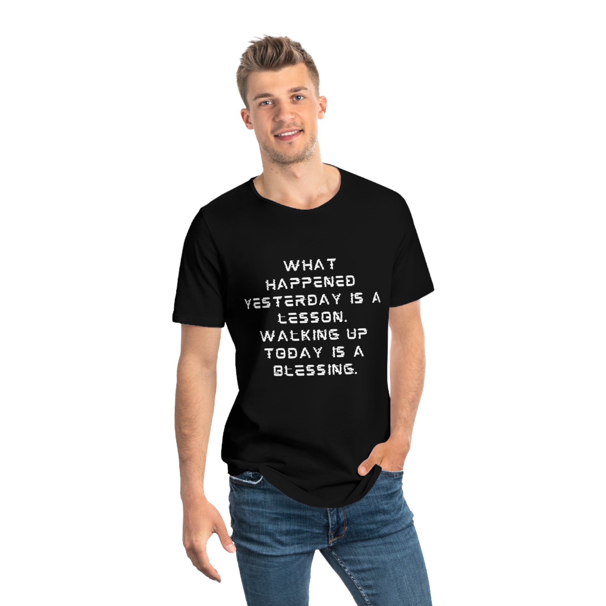 What happy yesterday-Jersey Curved Hem Tee