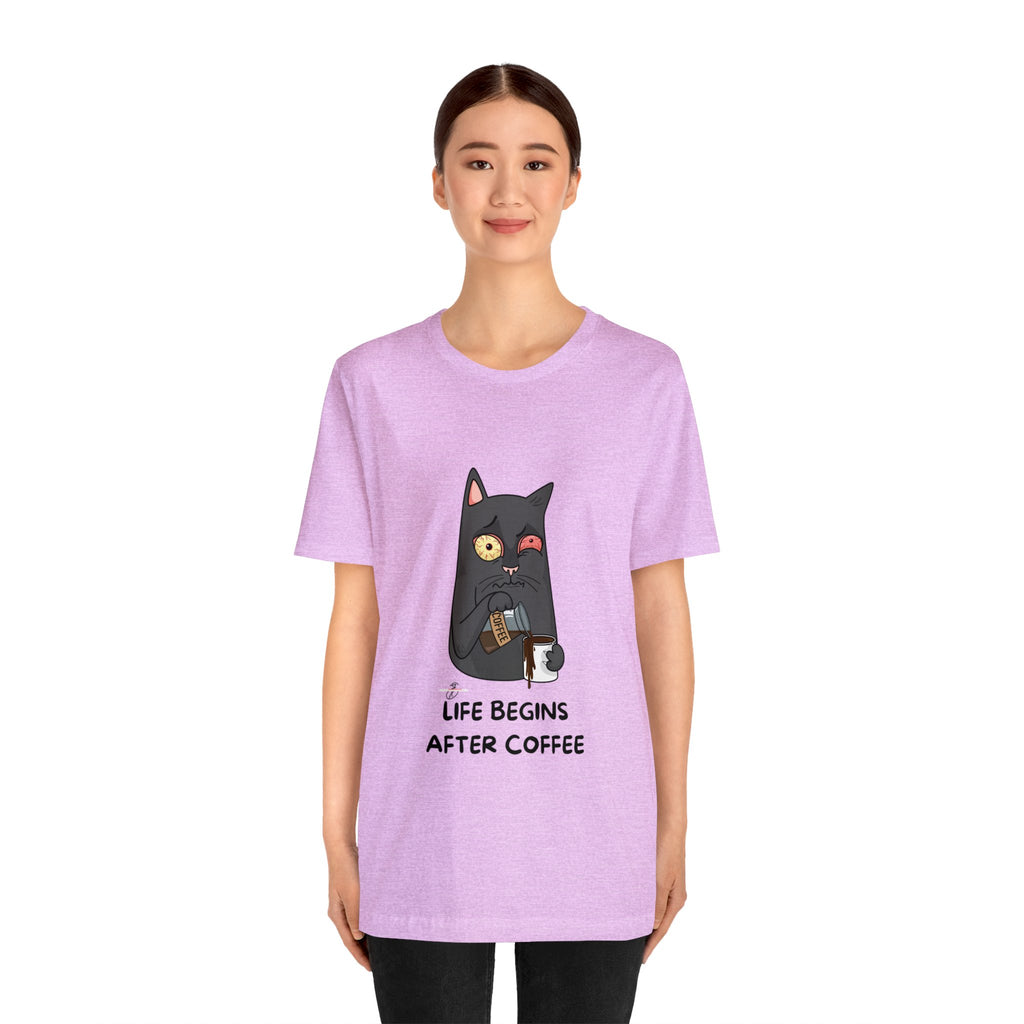 life Begins after coffee Jersey Short Sleeve Tee