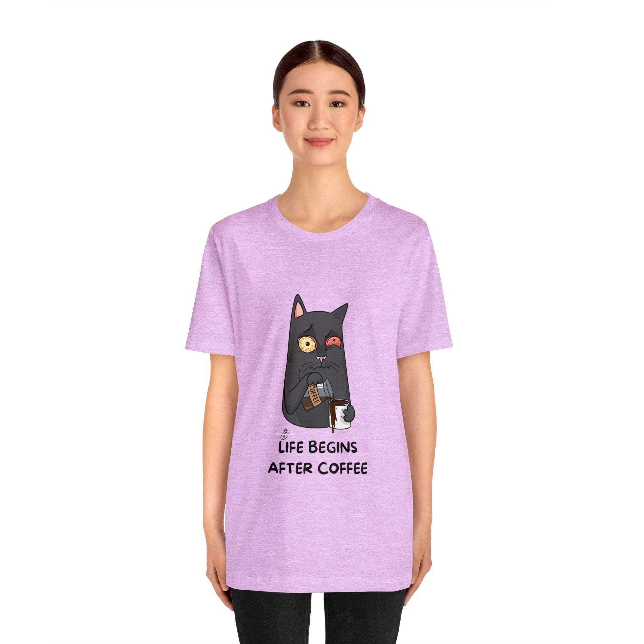 life Begins after coffee Jersey Short Sleeve Tee