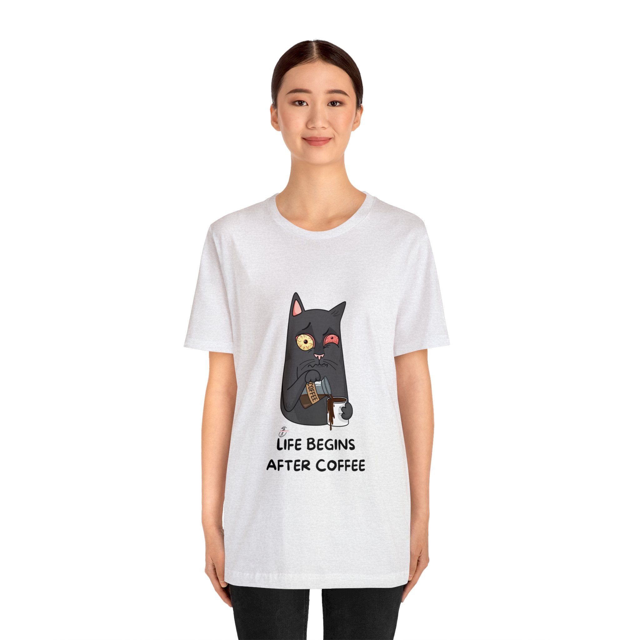 life Begins after coffee Jersey Short Sleeve Tee
