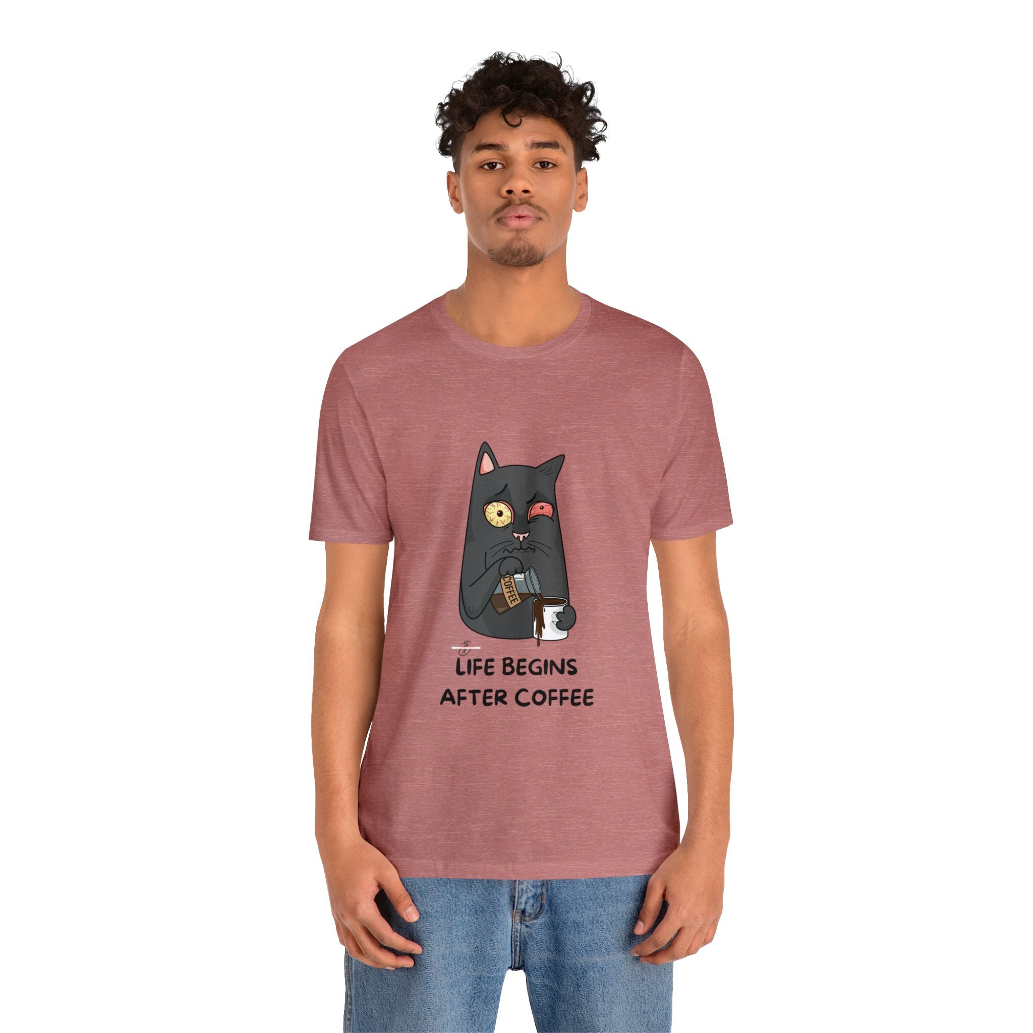 life Begins after coffee Jersey Short Sleeve Tee