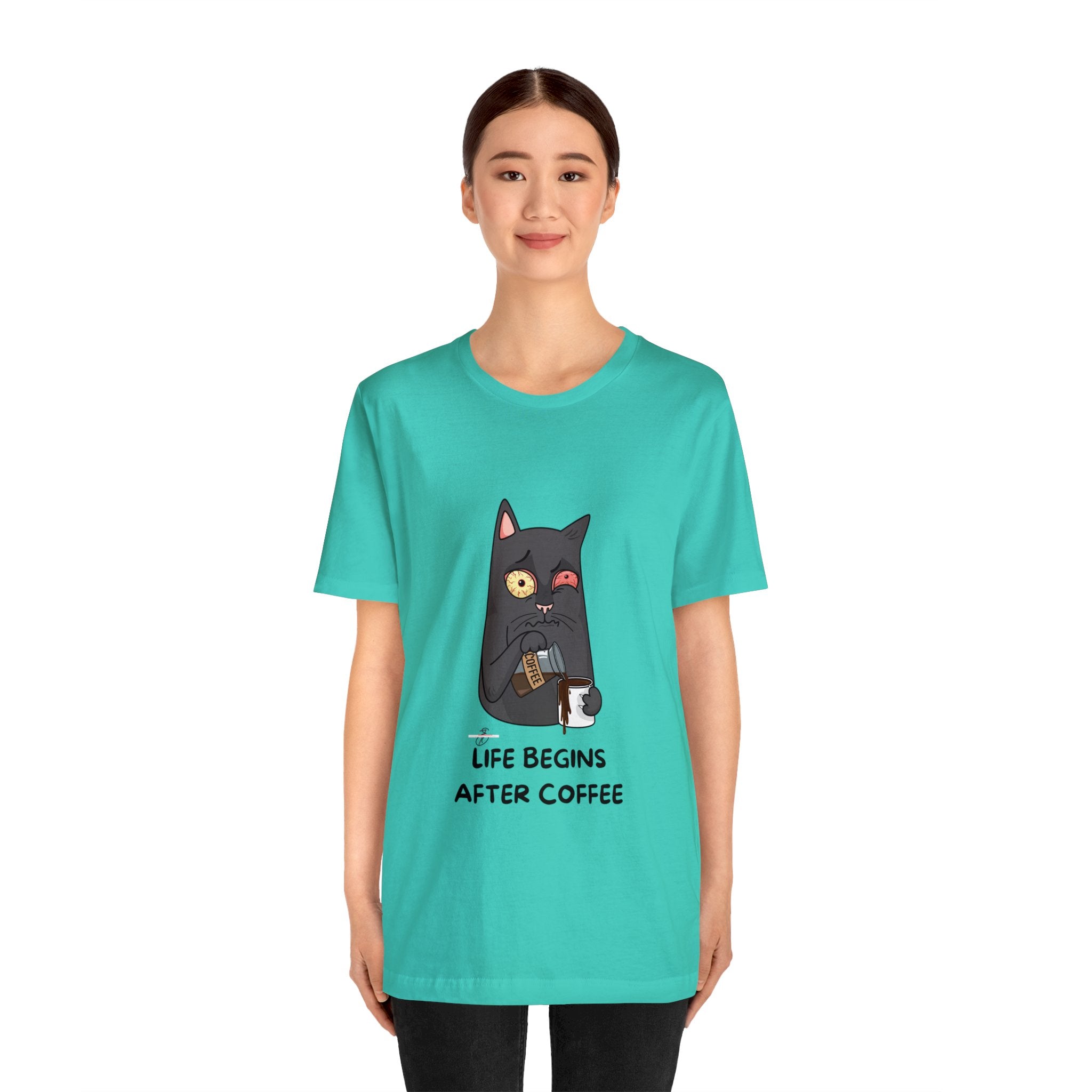 life Begins after coffee Jersey Short Sleeve Tee