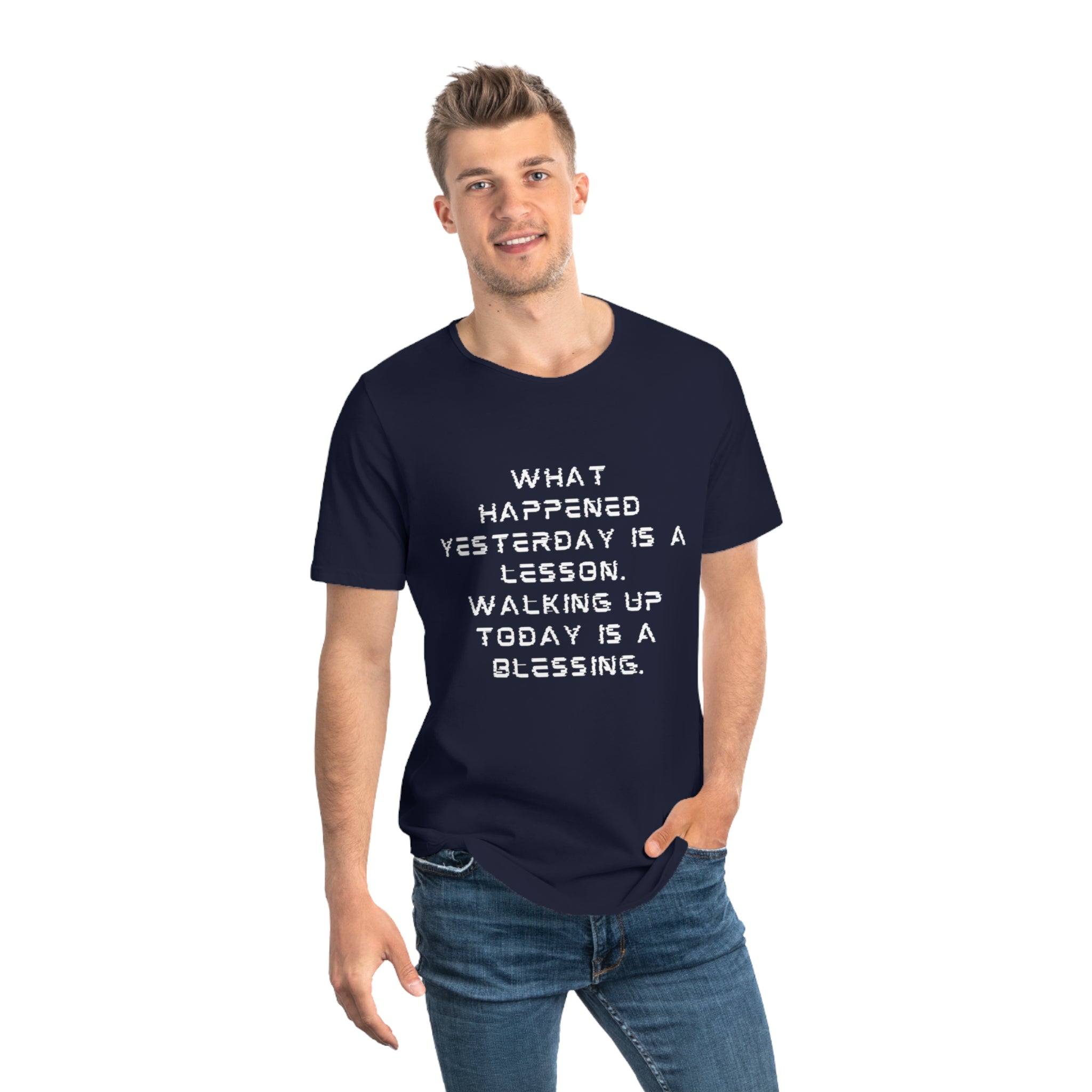 What happy yesterday-Jersey Curved Hem Tee