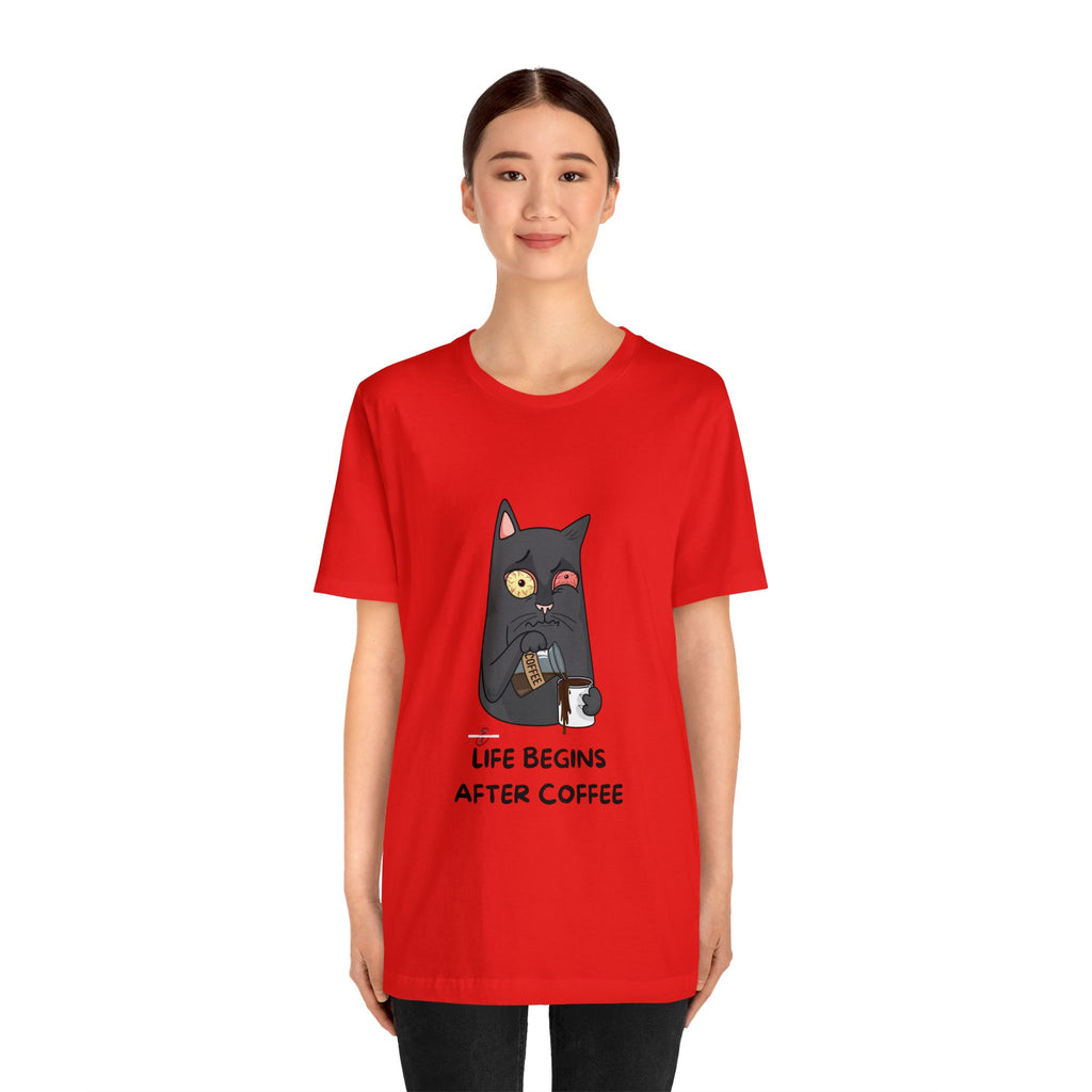 life Begins after coffee Jersey Short Sleeve Tee