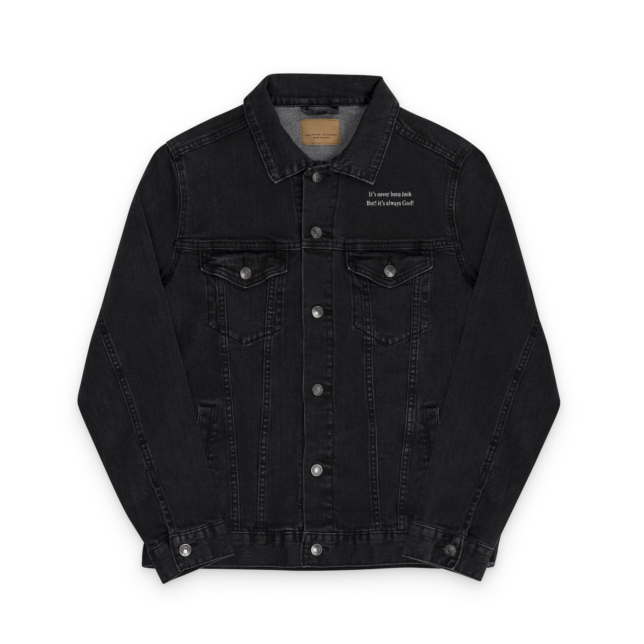 Embroidered Denim Jacket - Casual Style, Christian Apparel, Trendy Outerwear, Perfect Gift, Streetwear Essential