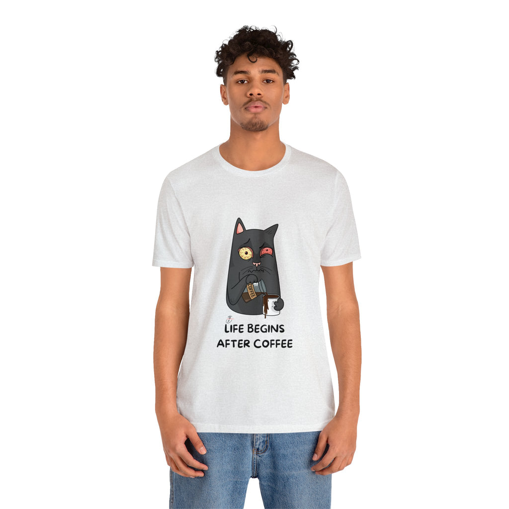 life Begins after coffee Jersey Short Sleeve Tee