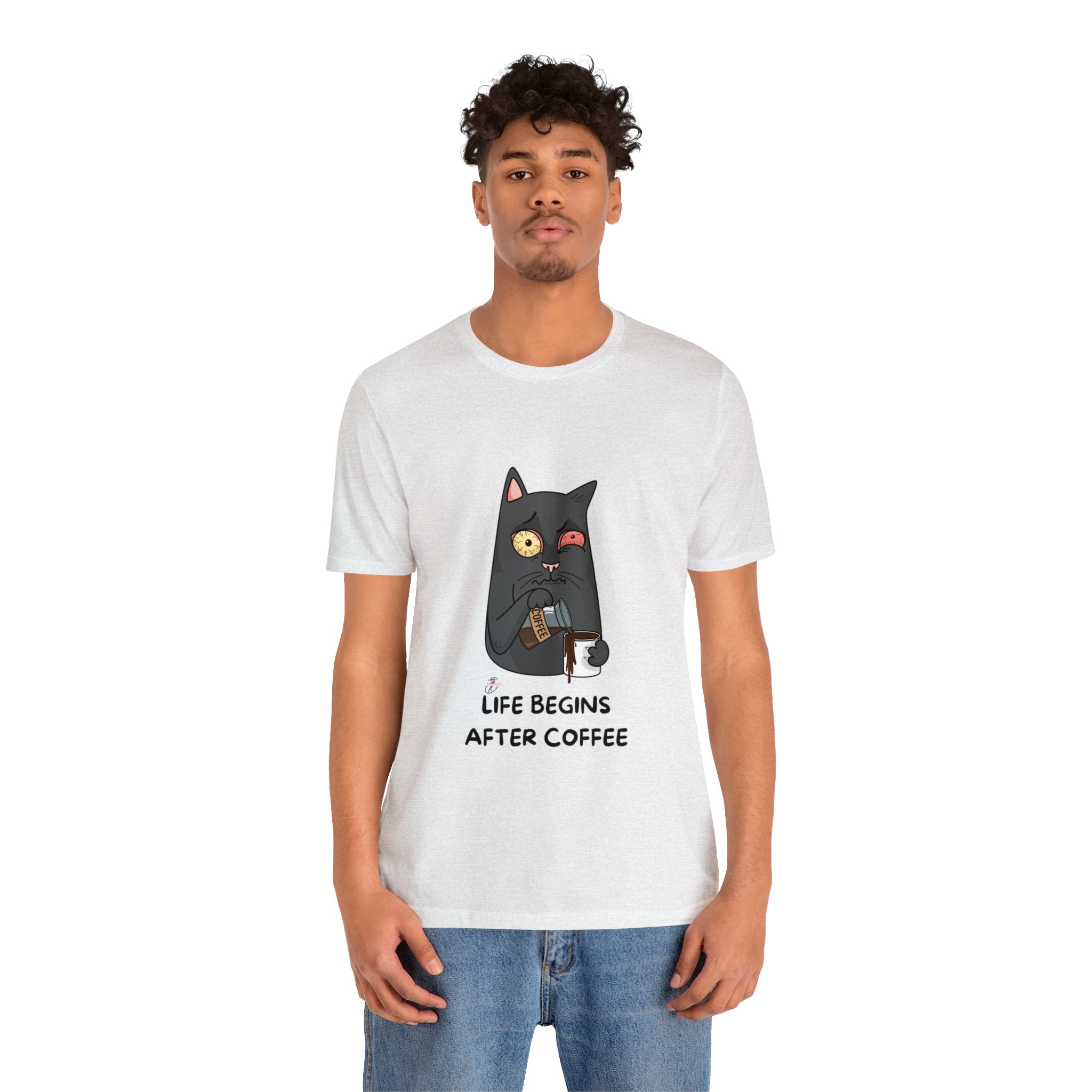 life Begins after coffee Jersey Short Sleeve Tee