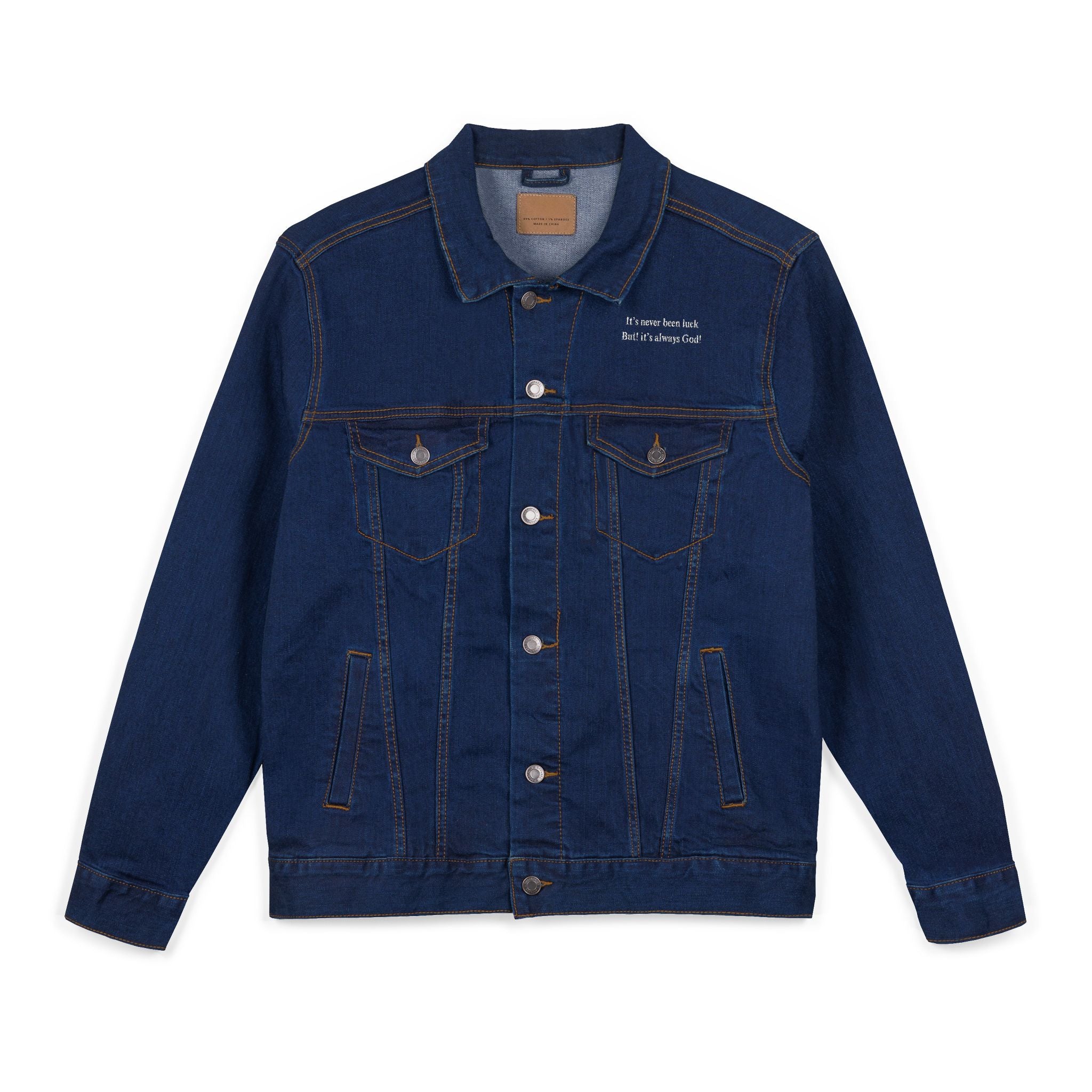 Embroidered Denim Jacket - Casual Style, Christian Apparel, Trendy Outerwear, Perfect Gift, Streetwear Essential