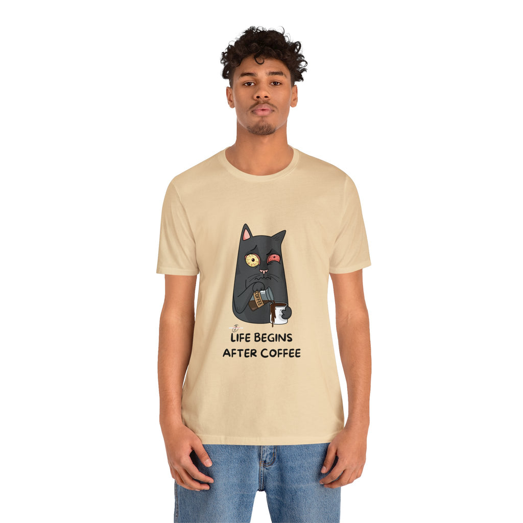 life Begins after coffee Jersey Short Sleeve Tee