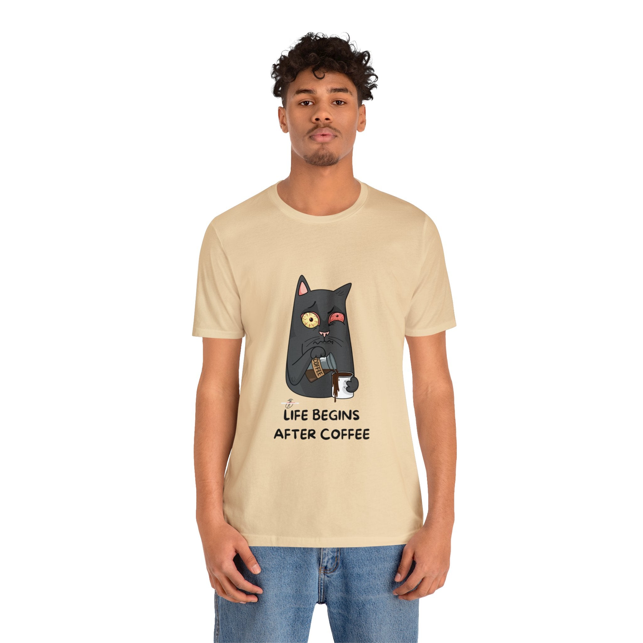 life Begins after coffee Jersey Short Sleeve Tee