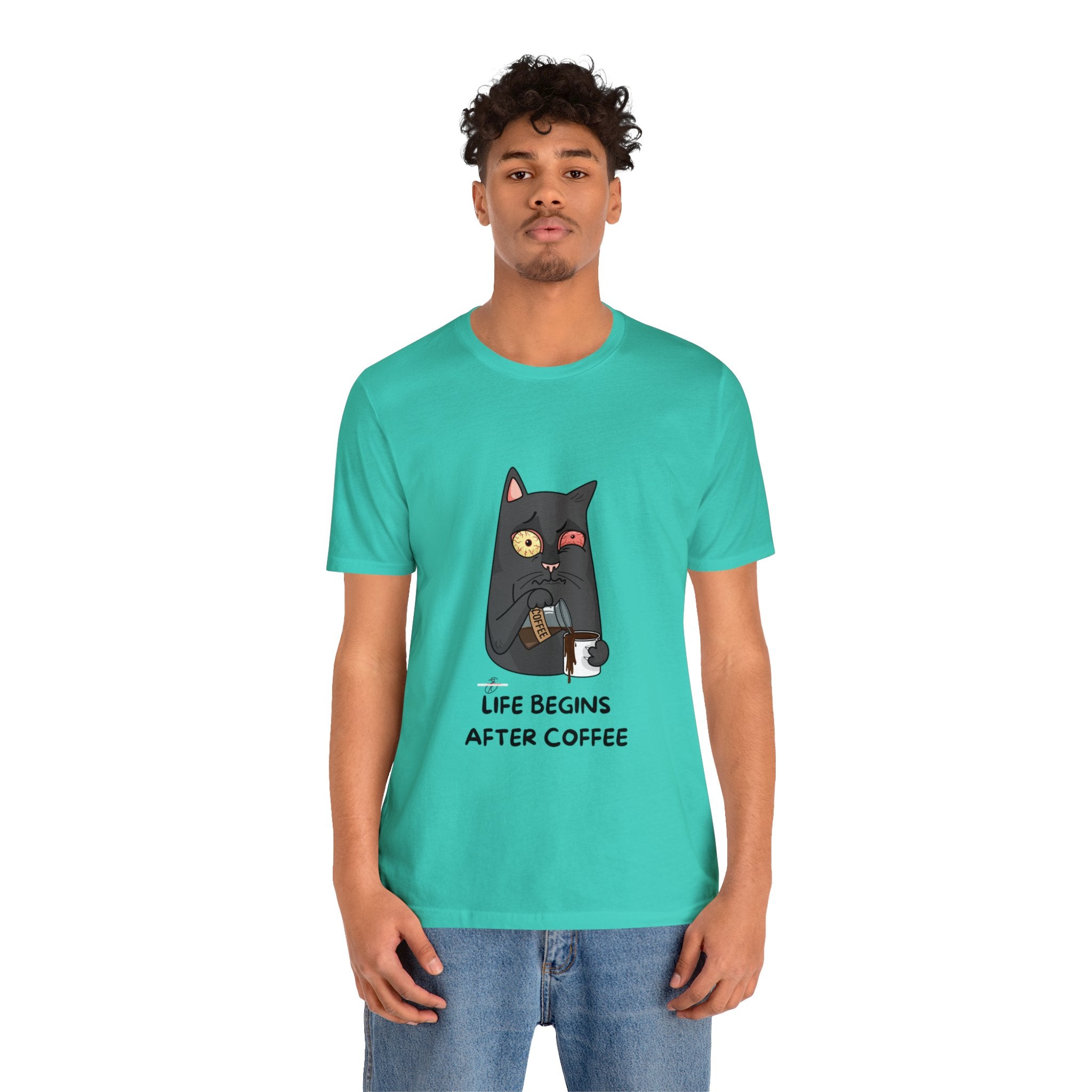 life Begins after coffee Jersey Short Sleeve Tee