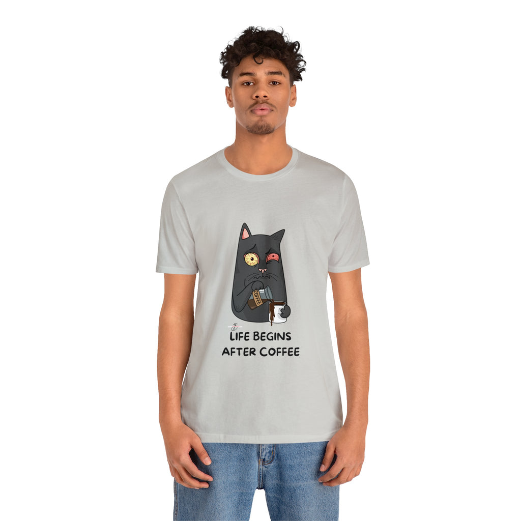 life Begins after coffee Jersey Short Sleeve Tee