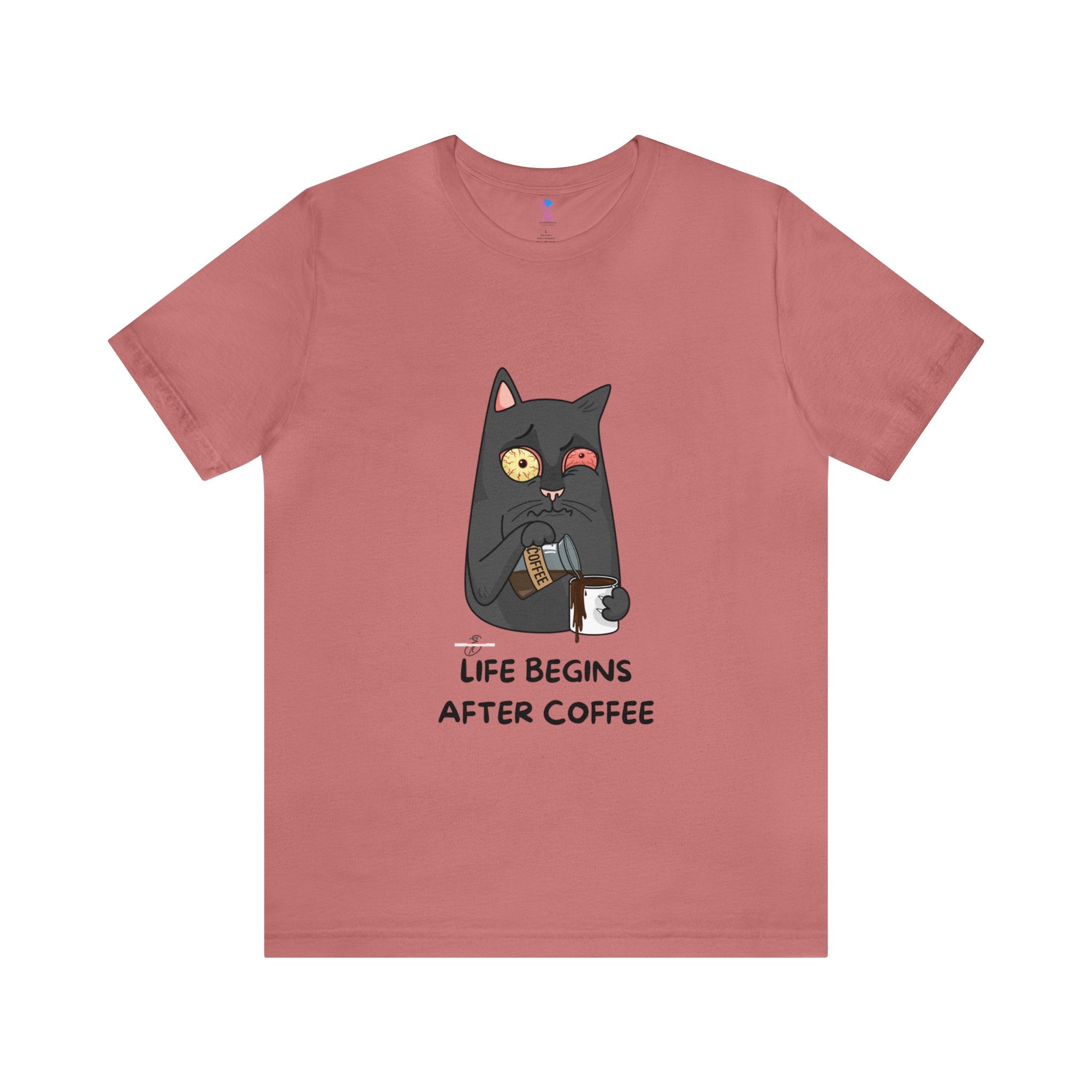 life Begins after coffee Jersey Short Sleeve Tee