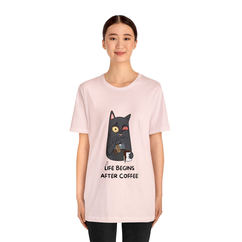 life Begins after coffee Jersey Short Sleeve Tee