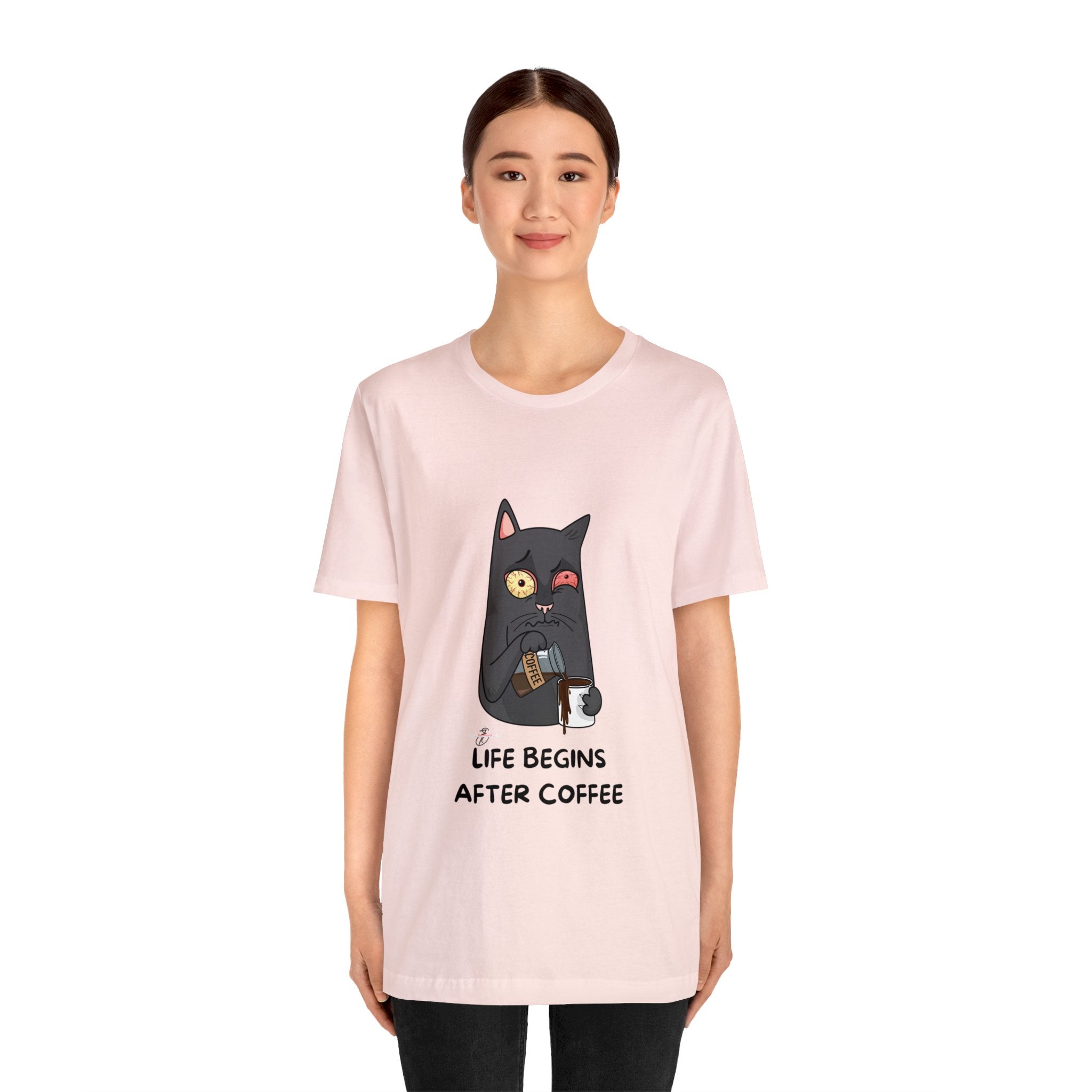 life Begins after coffee Jersey Short Sleeve Tee