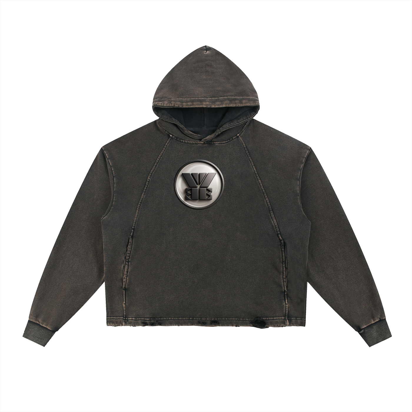  Frayed-Hem Hoodie,Vintage Washed