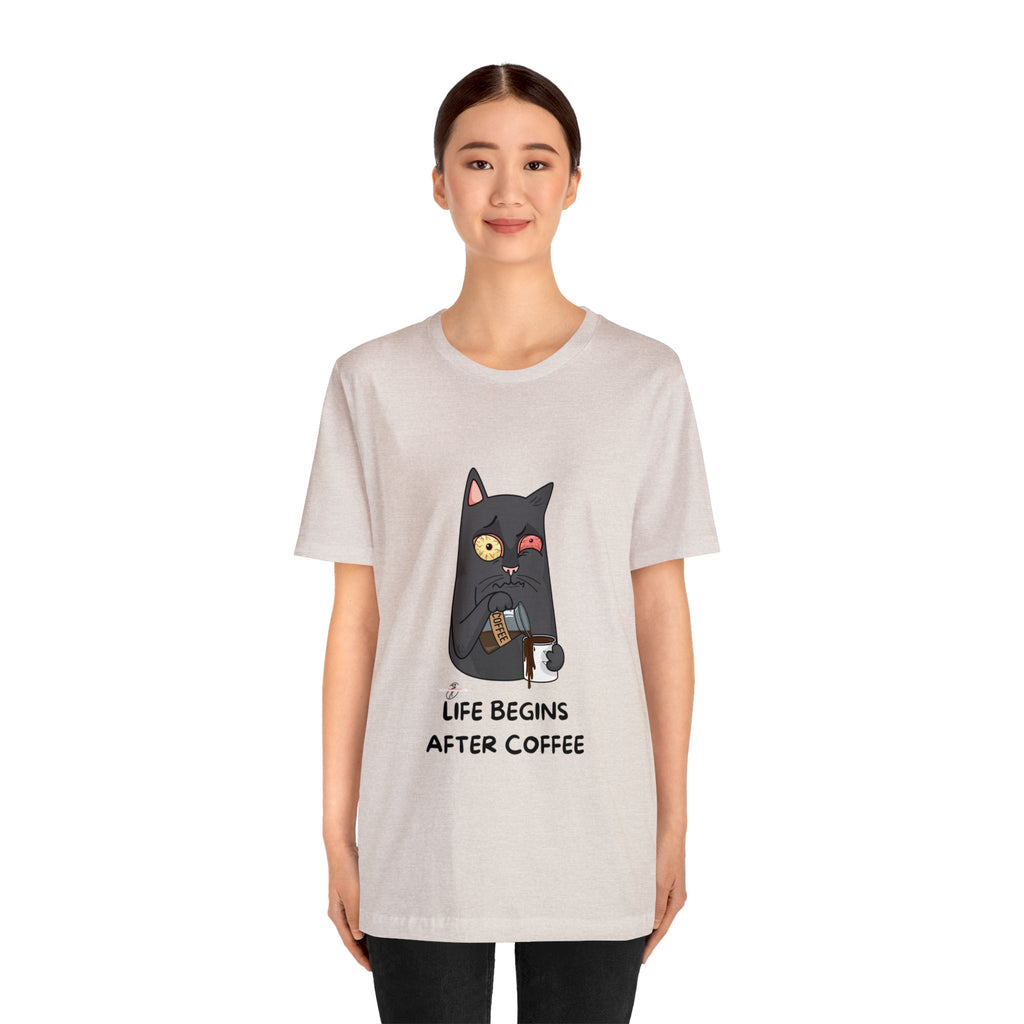 life Begins after coffee Jersey Short Sleeve Tee
