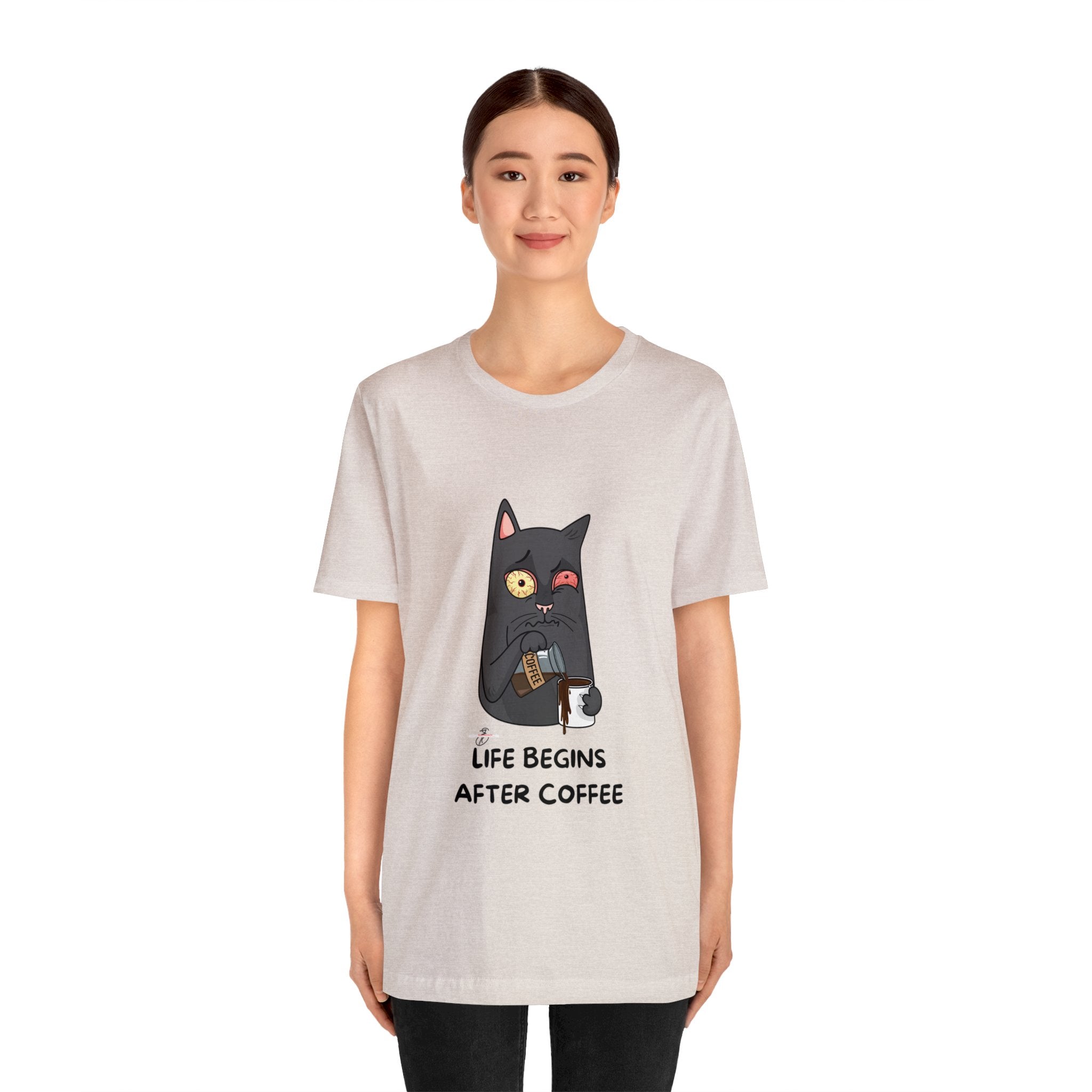 life Begins after coffee Jersey Short Sleeve Tee