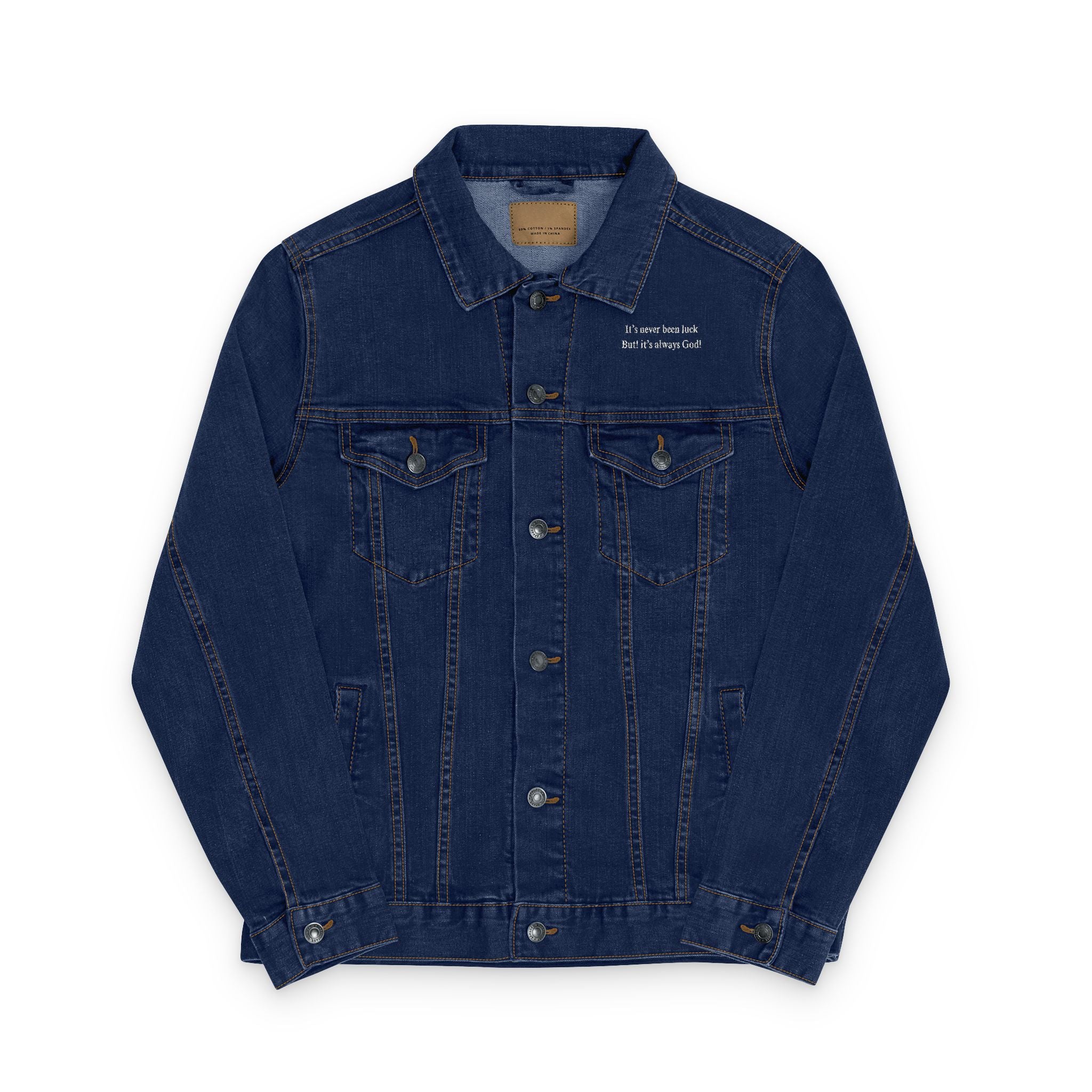 Embroidered Denim Jacket - Casual Style, Christian Apparel, Trendy Outerwear, Perfect Gift, Streetwear Essential