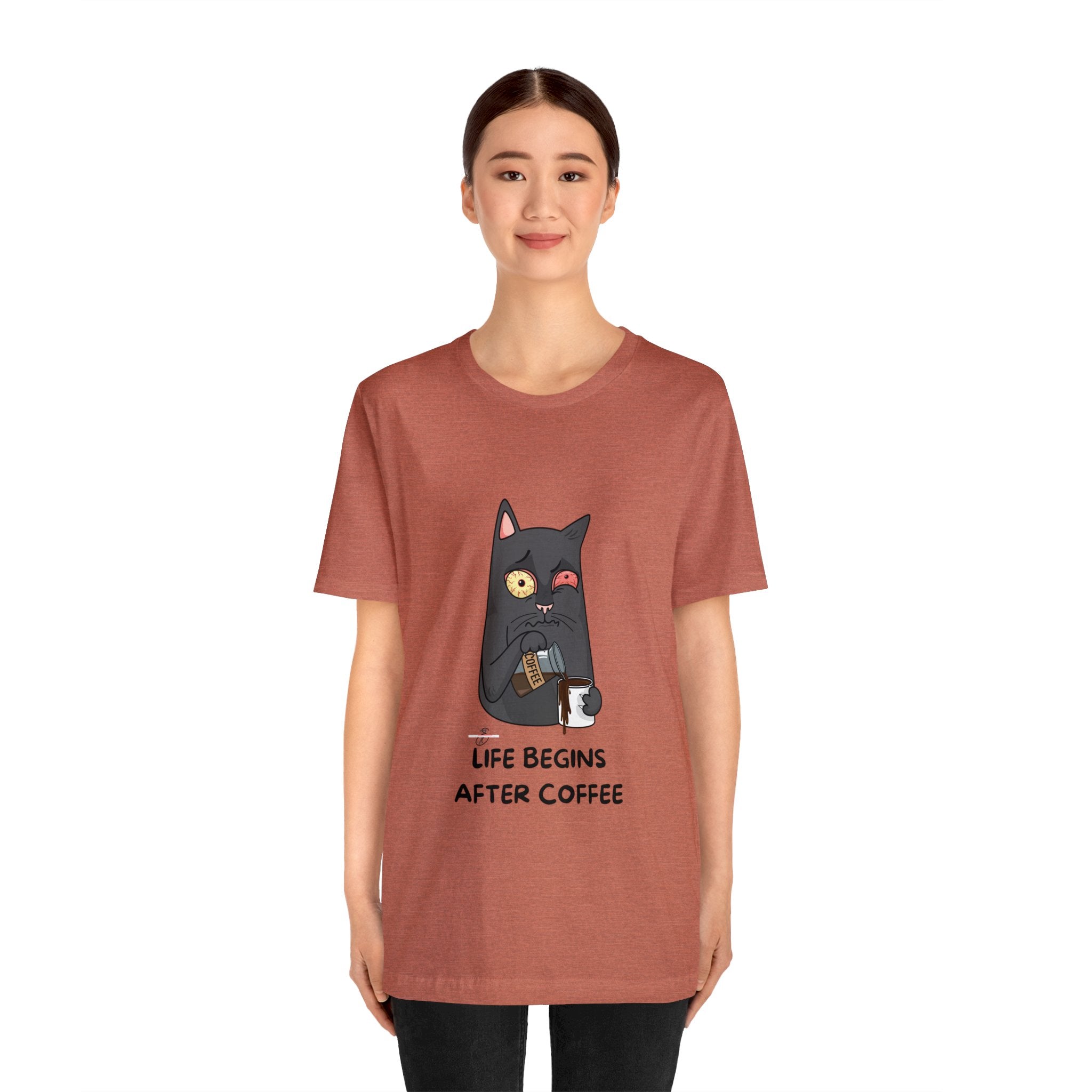 life Begins after coffee Jersey Short Sleeve Tee