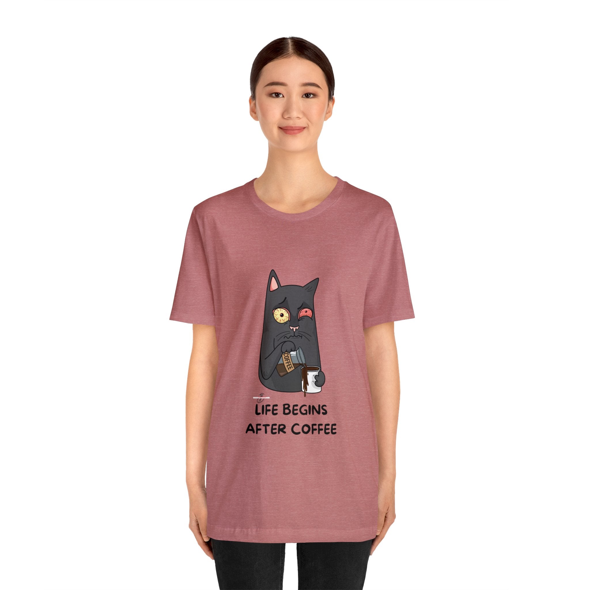 life Begins after coffee Jersey Short Sleeve Tee