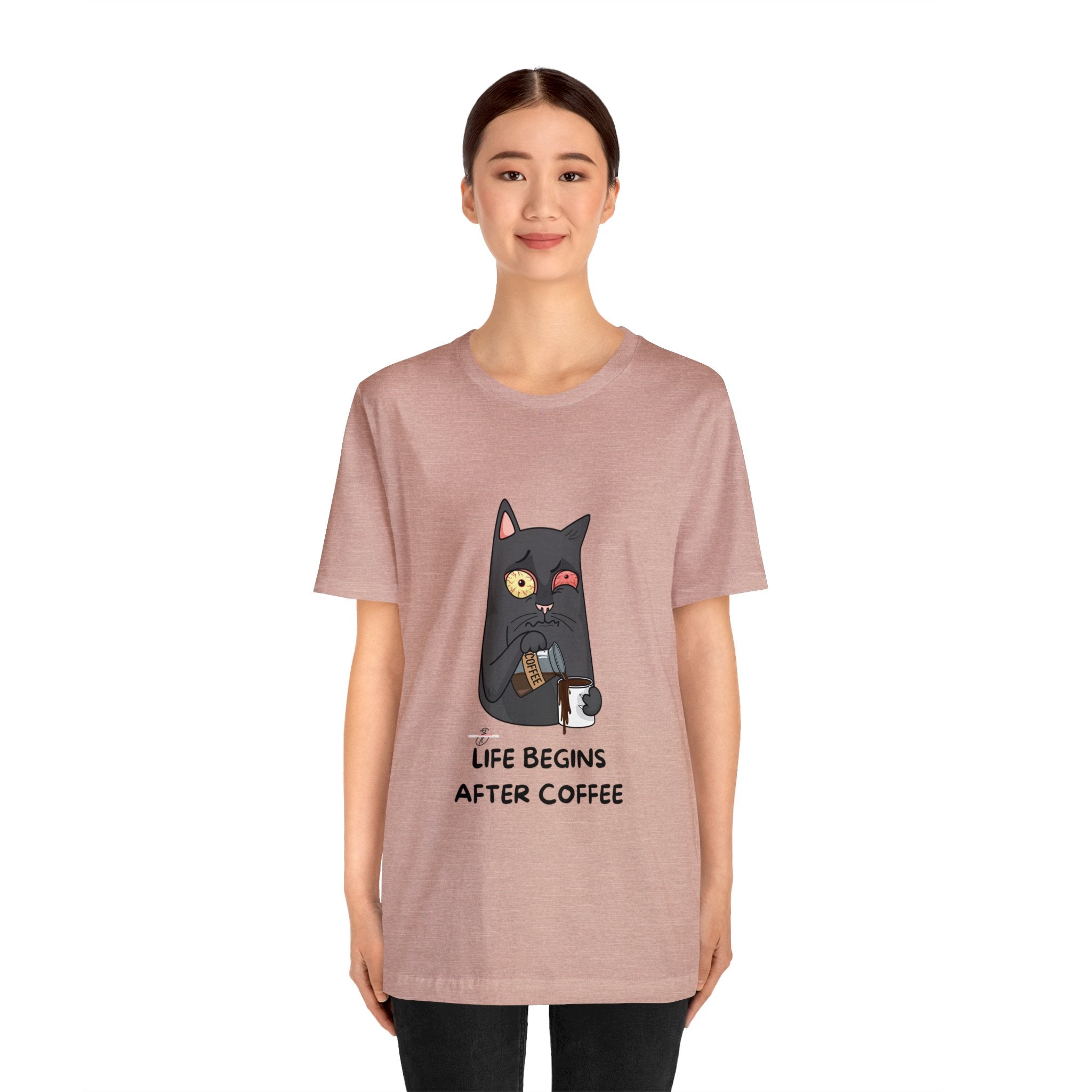 life Begins after coffee Jersey Short Sleeve Tee