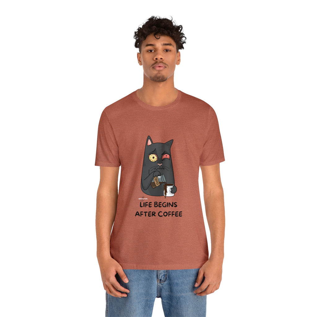 life Begins after coffee Jersey Short Sleeve Tee