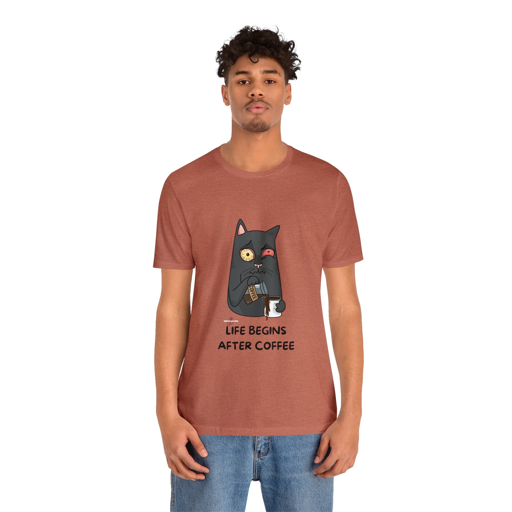 life Begins after coffee Jersey Short Sleeve Tee