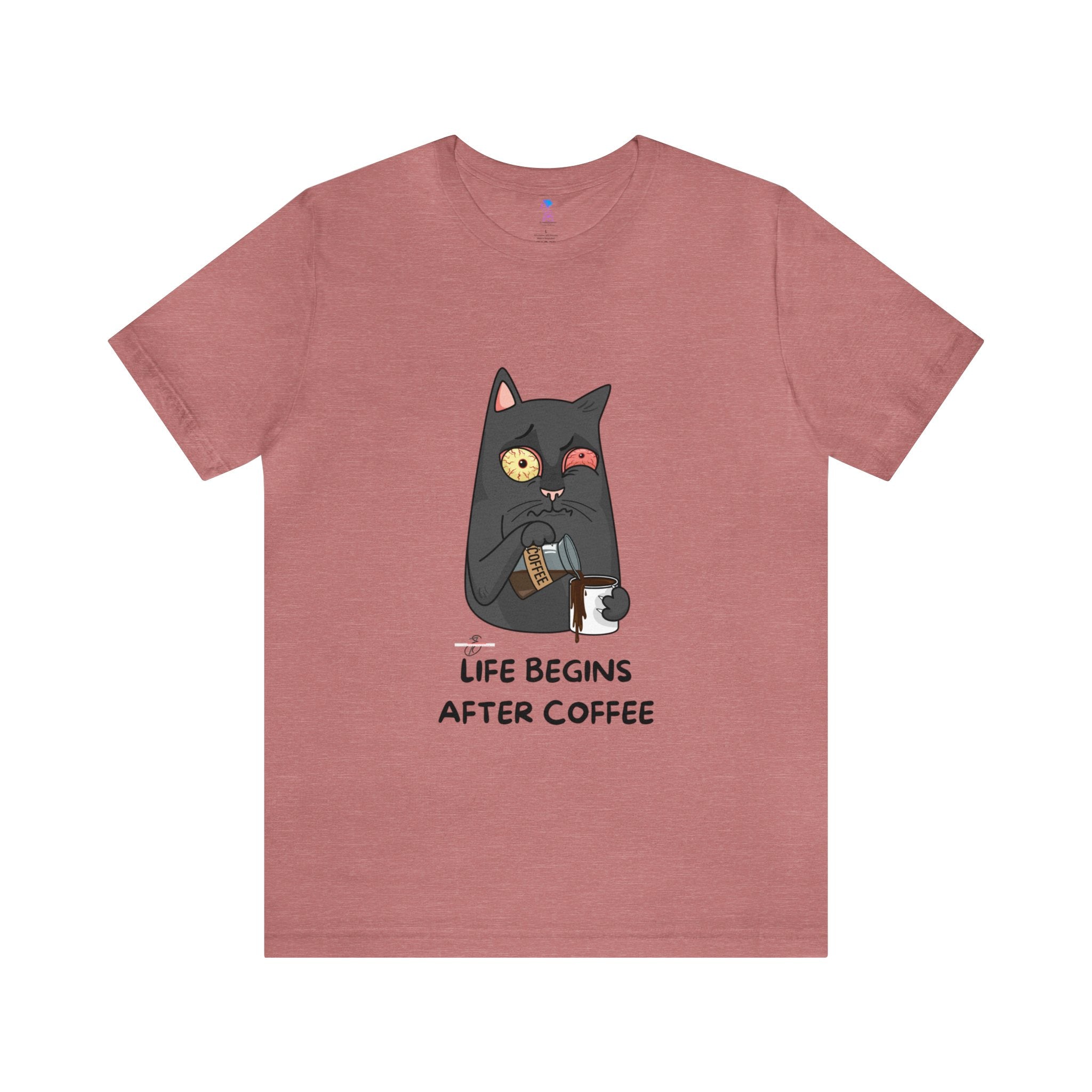 life Begins after coffee Jersey Short Sleeve Tee