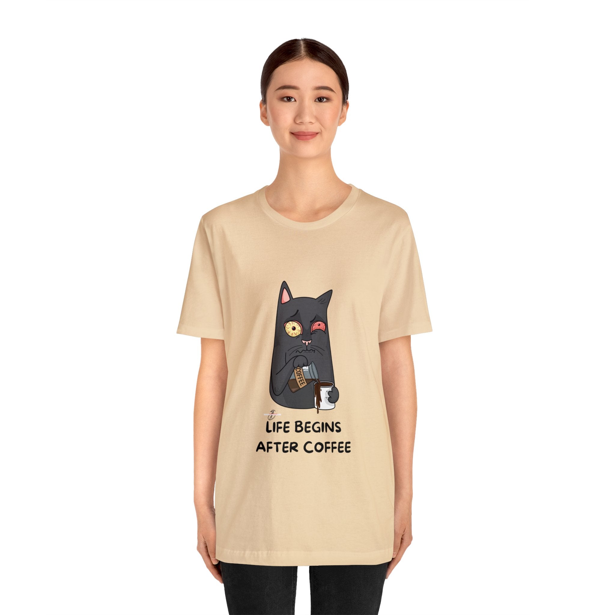 life Begins after coffee Jersey Short Sleeve Tee