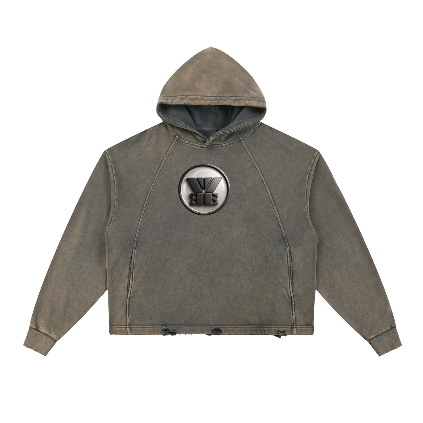  Frayed-Hem Hoodie,Vintage Washed
