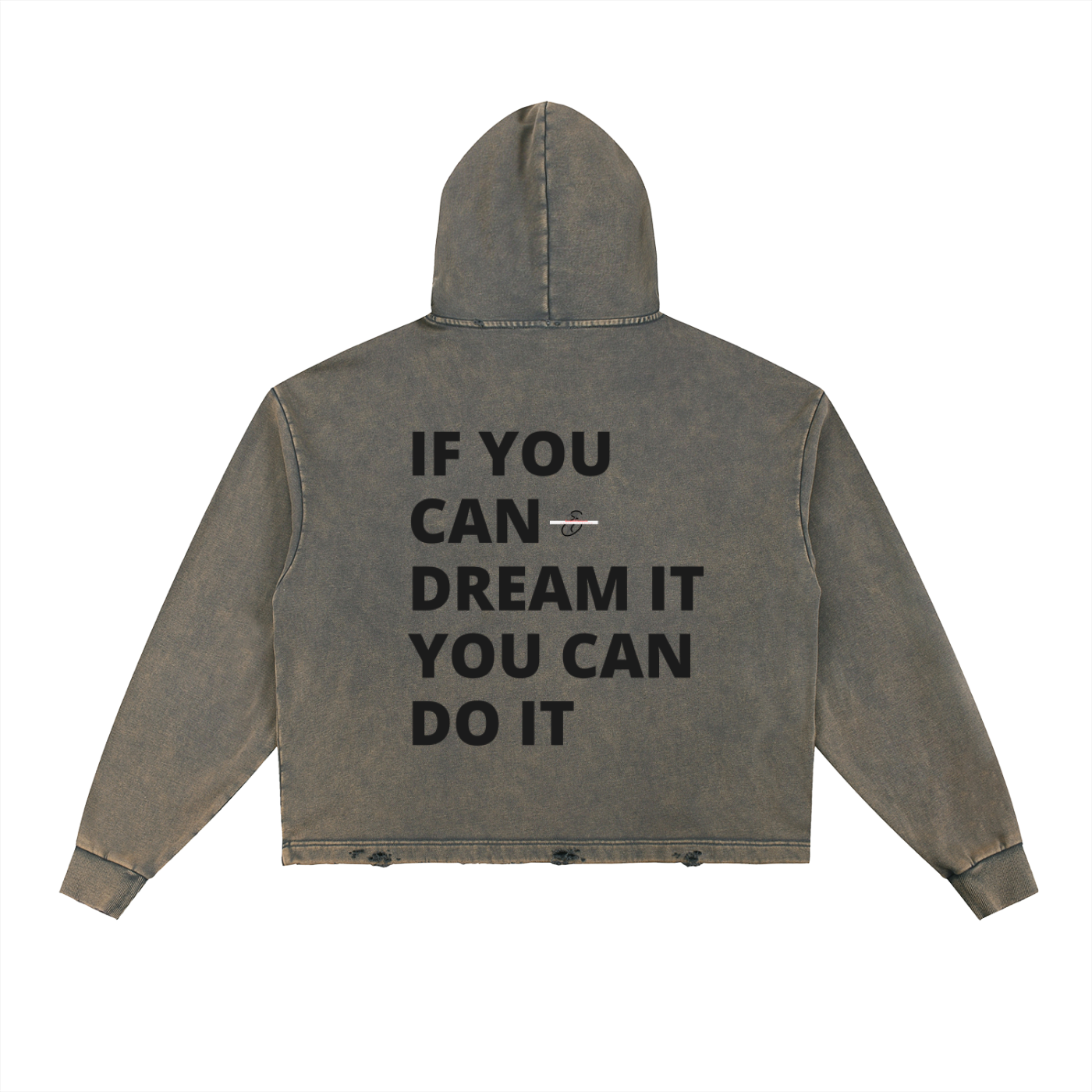  Frayed-Hem Hoodie,Vintage Washed