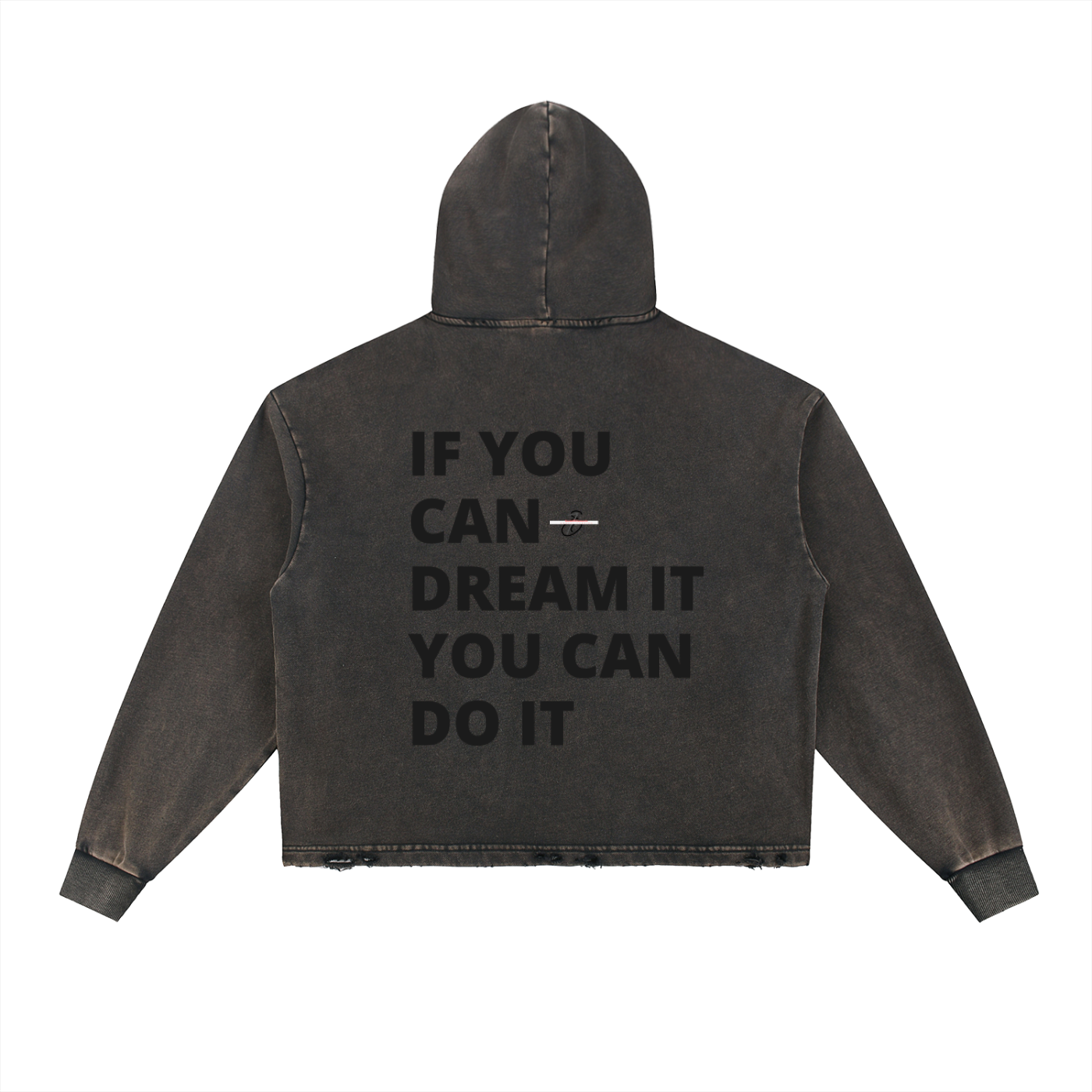  Frayed-Hem Hoodie,Vintage Washed