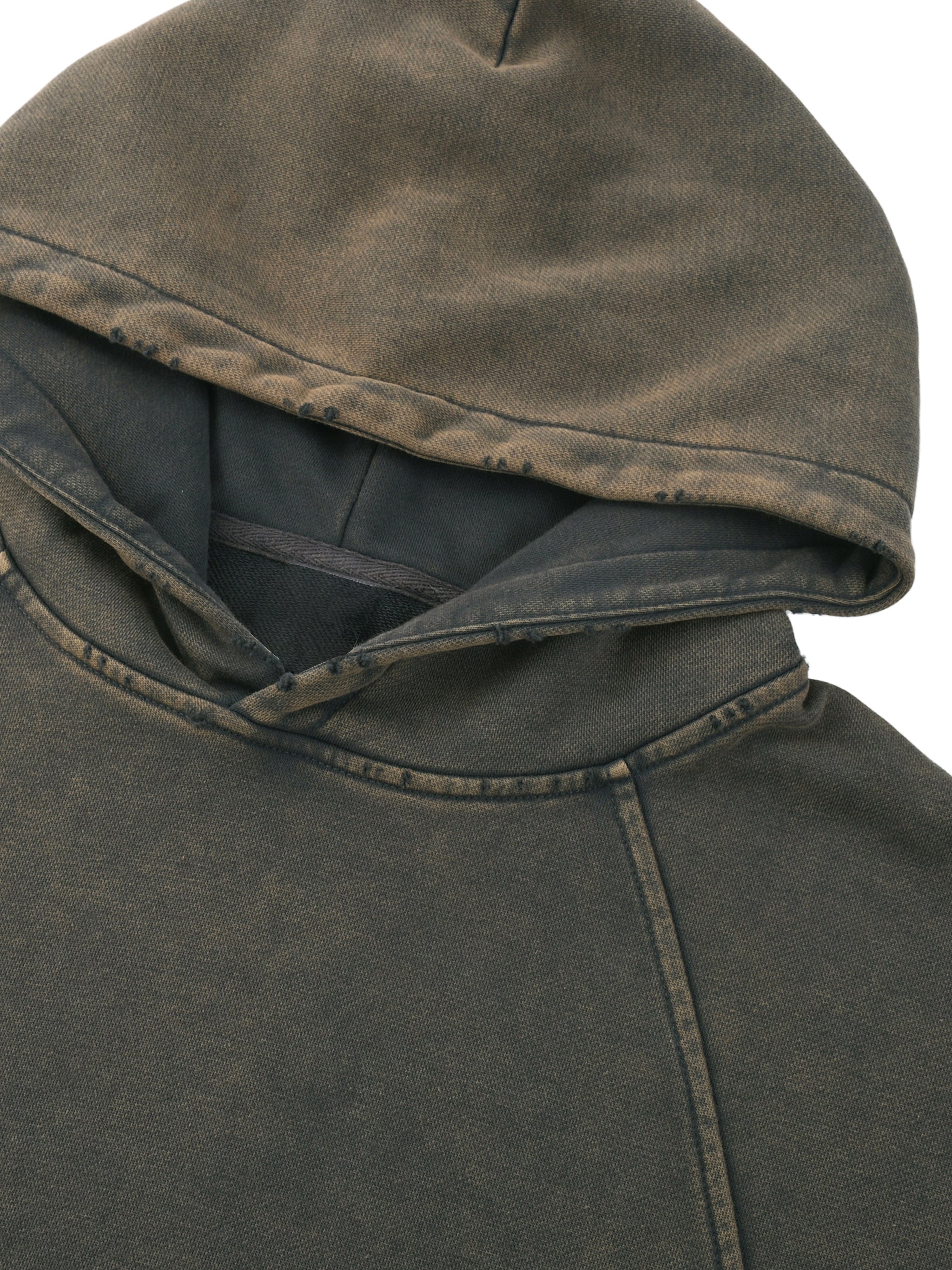  Frayed-Hem Hoodie,Vintage Washed