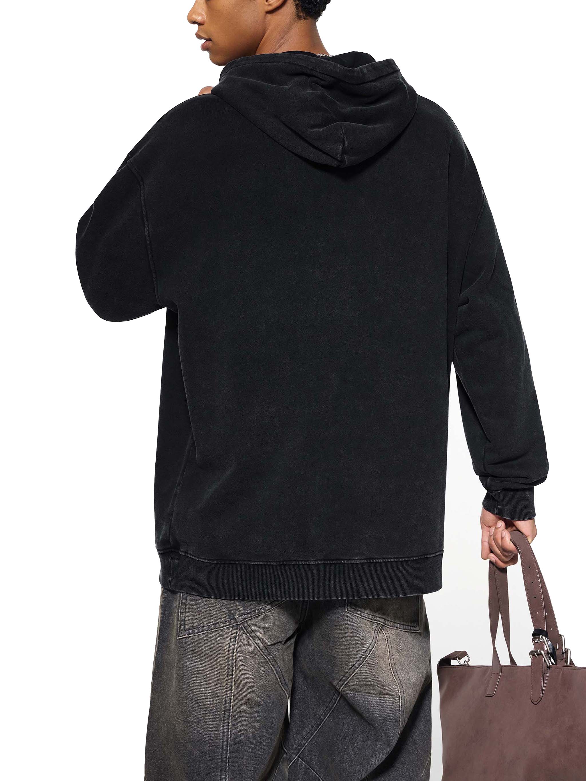 Snow Washed Loose Cotton , Hoodie, Loose Cotton Hoodie