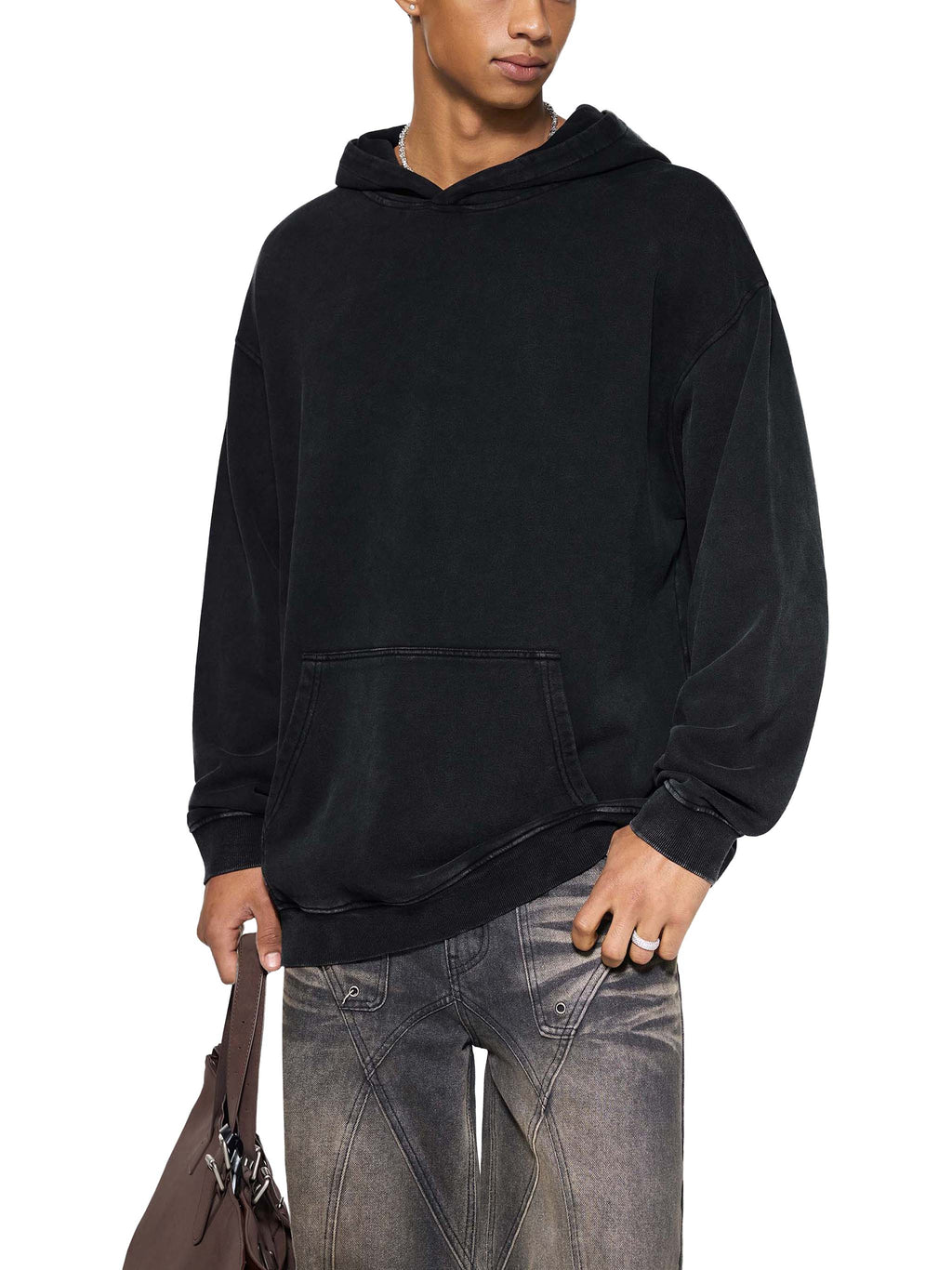 Snow Washed Loose Cotton Hoodi