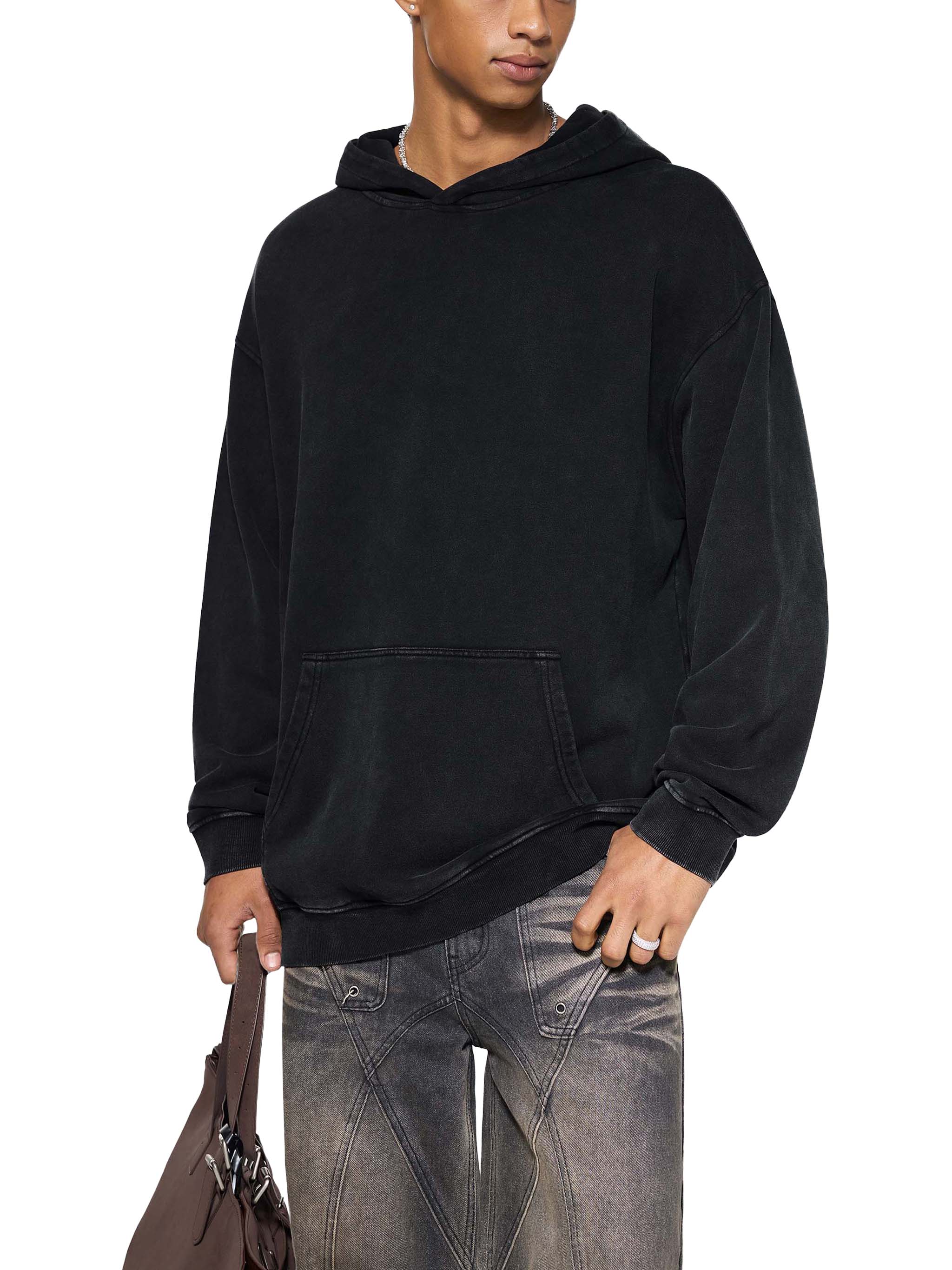 Snow Washed Loose Cotton Hoodi