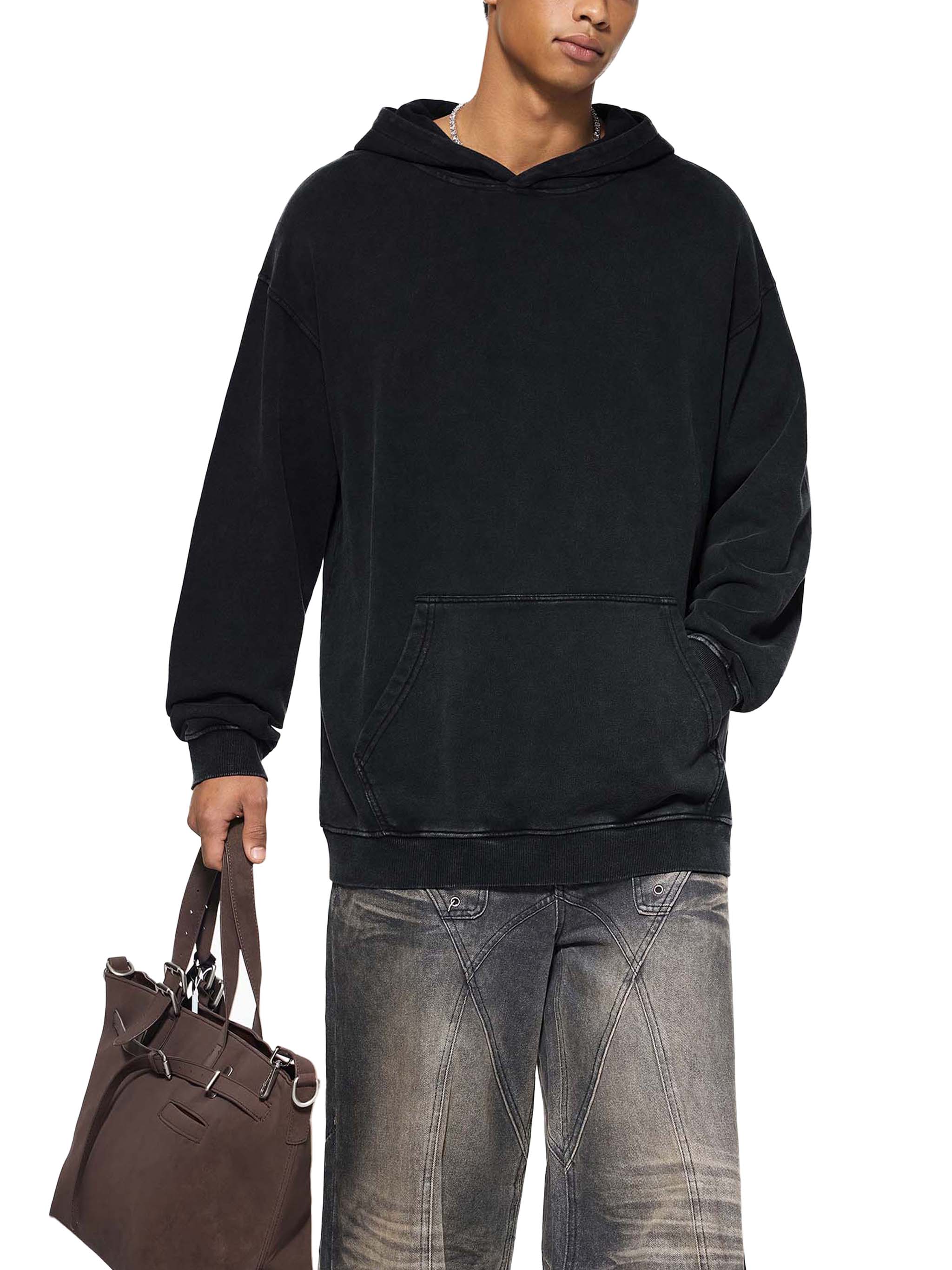 Snow Washed Loose Cotton Hoodi
