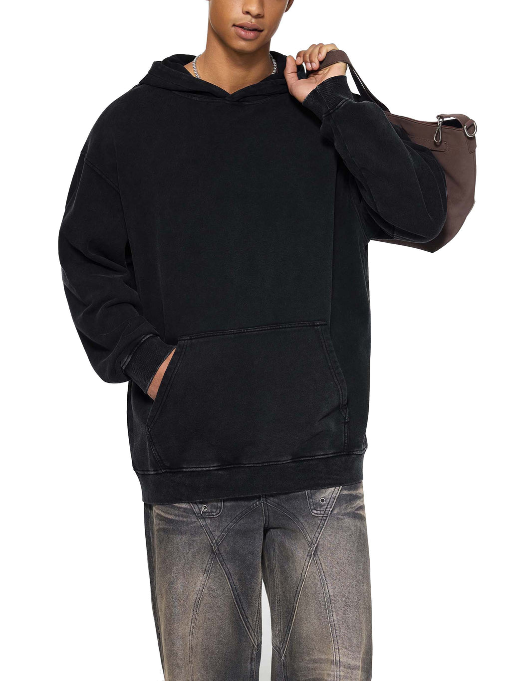 Snow Washed Loose Cotton , Hoodie, Loose Cotton Hoodie