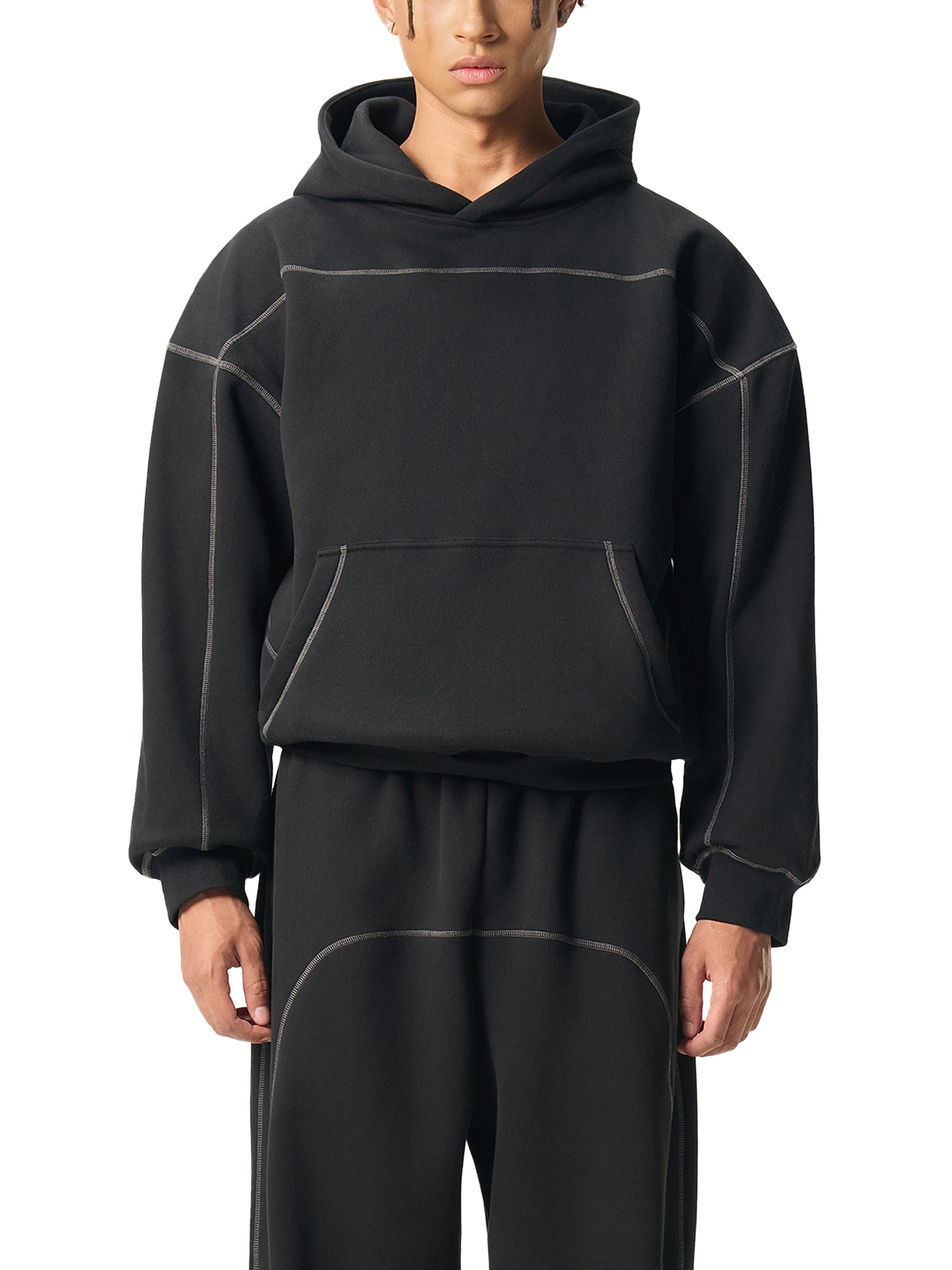 Contrast-Stitched Boxy Fleece 